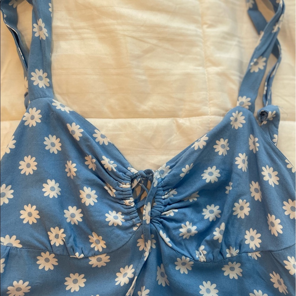 cotton on blue flower sundress with tie